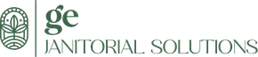 Logo: "ge" in green with "JANITORIAL SOLUTIONS" in a smaller font, next to a circular floral design.