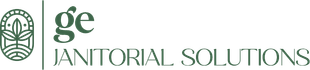 Logo: "ge" in green with "JANITORIAL SOLUTIONS" in a smaller font, next to a circular floral design.