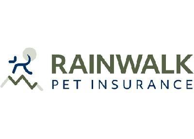The rainwalk pet insurance logo is a person running with a dog.