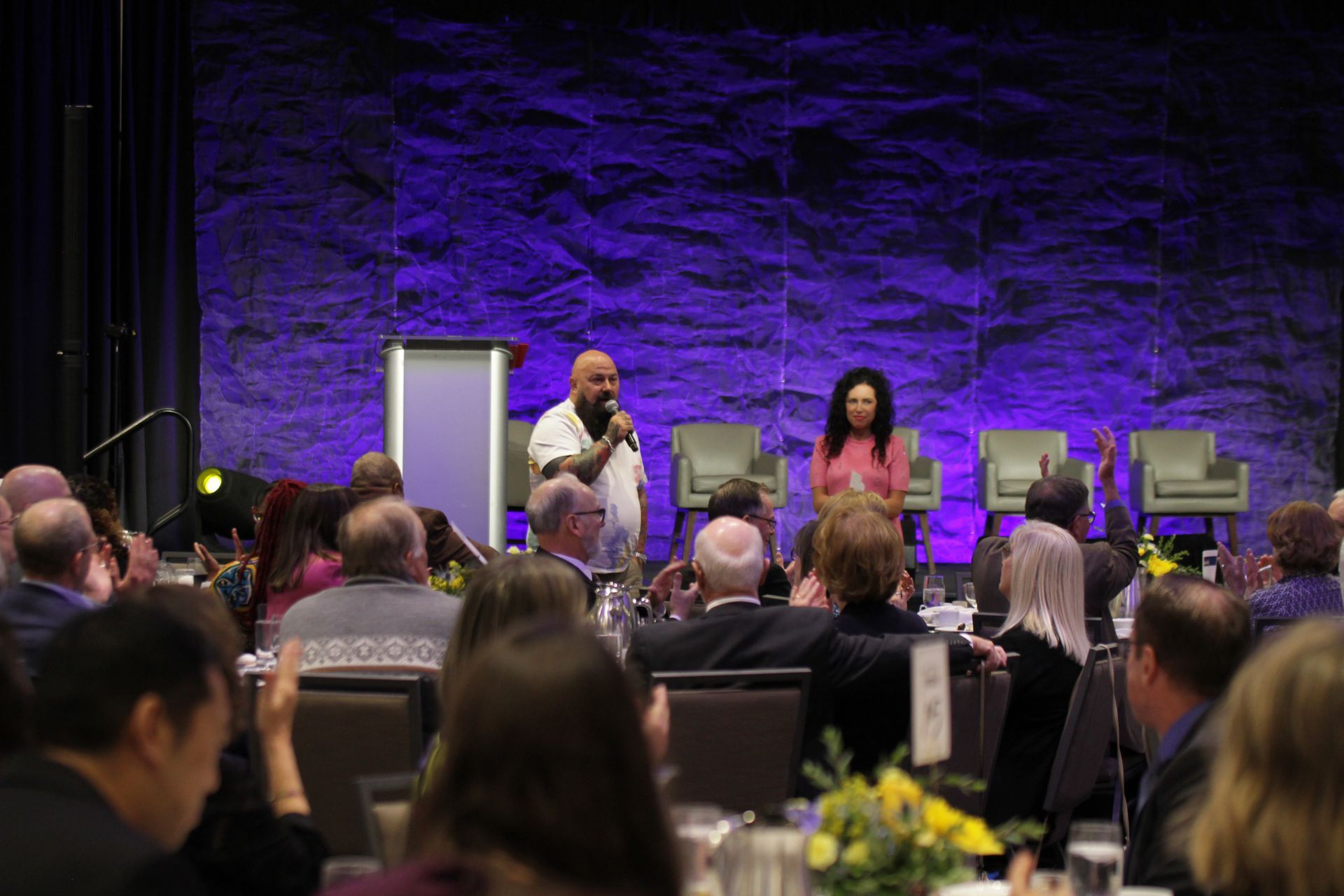 Bryan Ingram, principal owner of Purpose Driven Restaurants speaks at the annual gala.