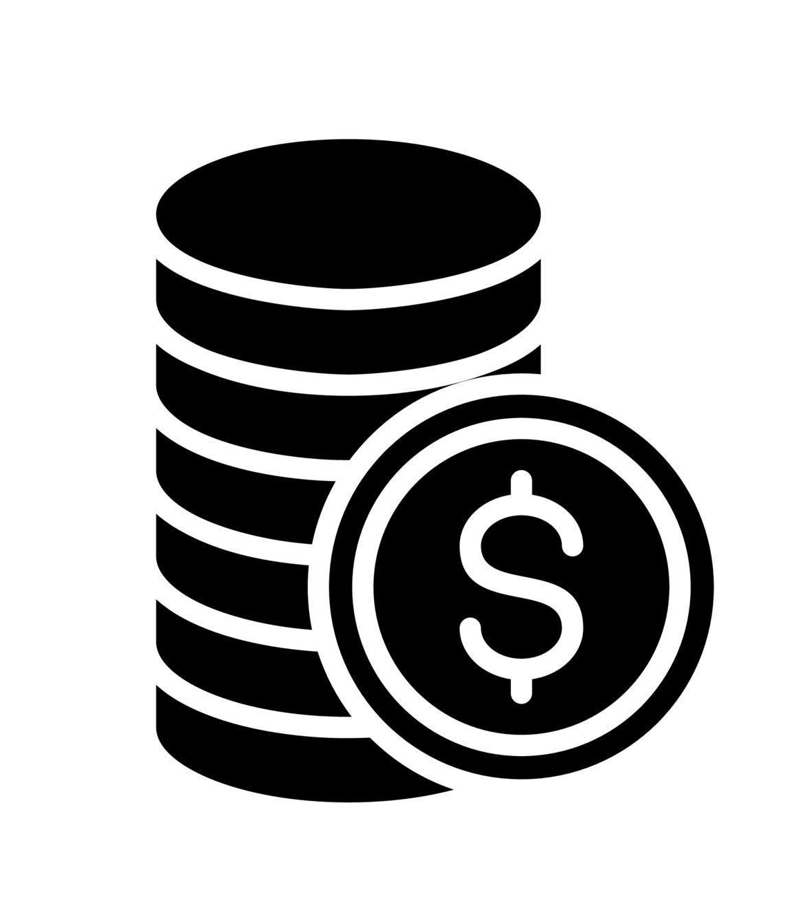 Une pile de pièces avec un signe dollar dessus.