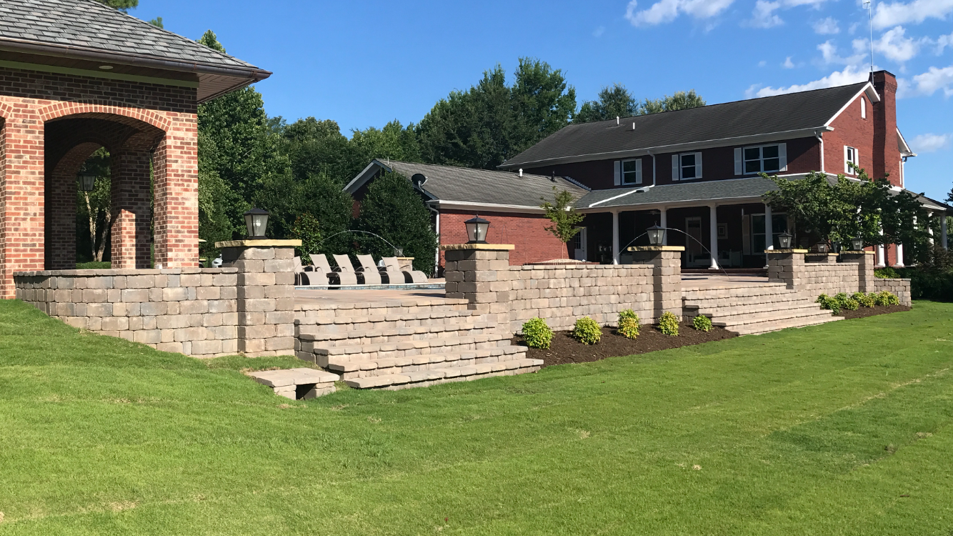 outdoor stone kitchen with grill