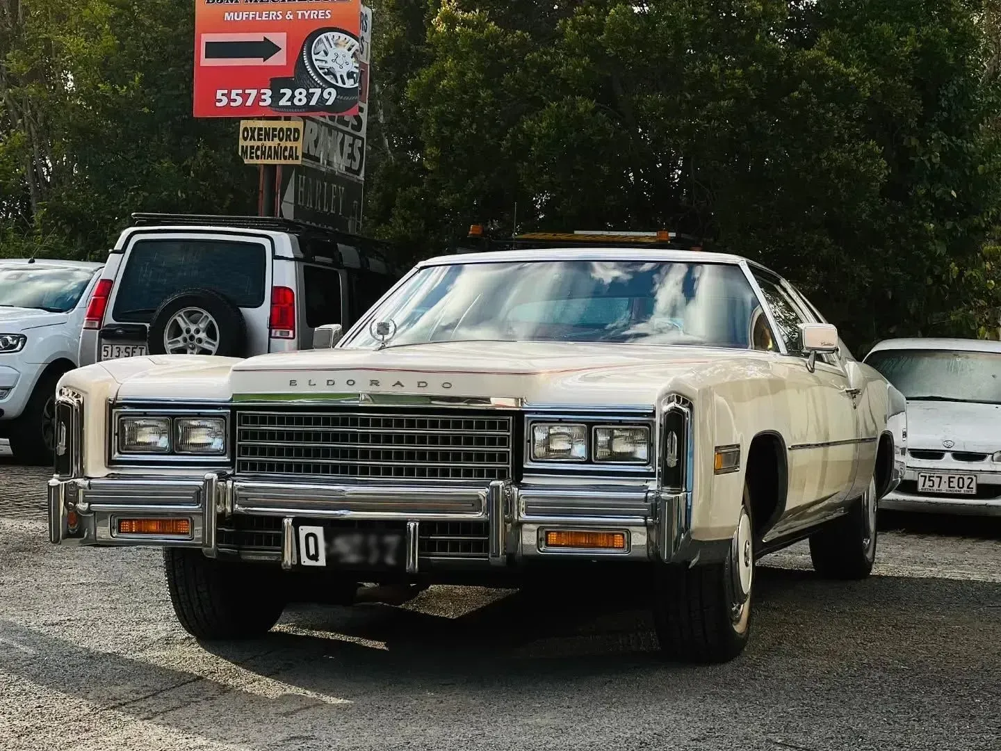White Classic Cadillac Eldorado — BJM Mechanical Mufflers & Tyres in Oxenford, QLD
