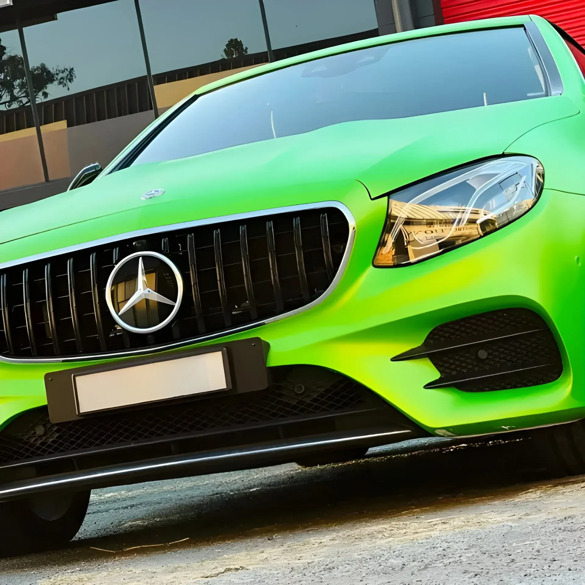 Bright Green Mercedes-benz Car — BJM Mechanical Mufflers & Tyres in Oxenford, QLD