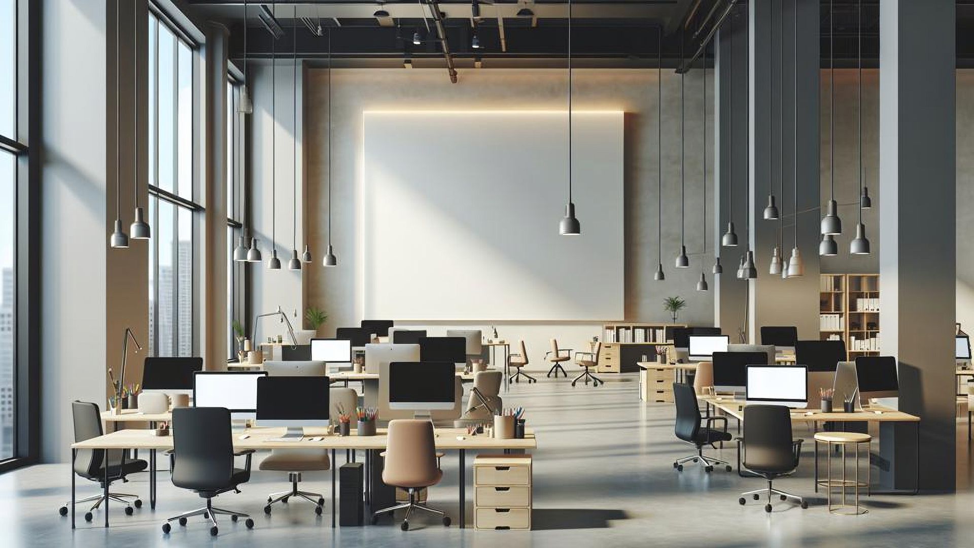 A large building with a lot of windows on a cloudy day.