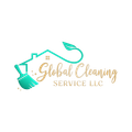 Logo for Global Cleaning Service LLC, turquoise brush and house icon, gold script text, teal leaf.