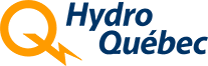 Le logo d'Hydro Québec est bleu et orange avec un éclair.