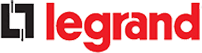 Le logo de legrand est rouge et noir sur fond blanc.