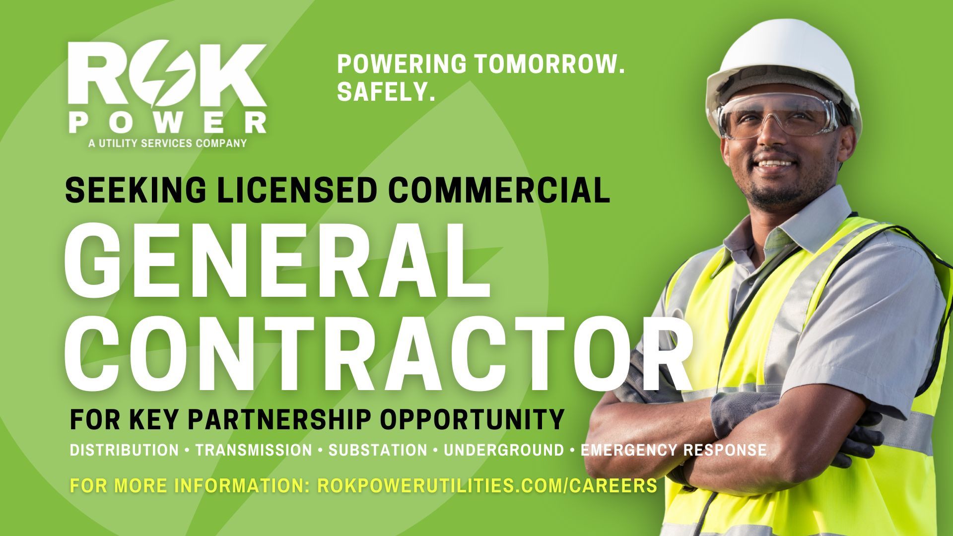 Flyer announcing RokPower and CarterBrothers’ call for licensed commercial general contractors 