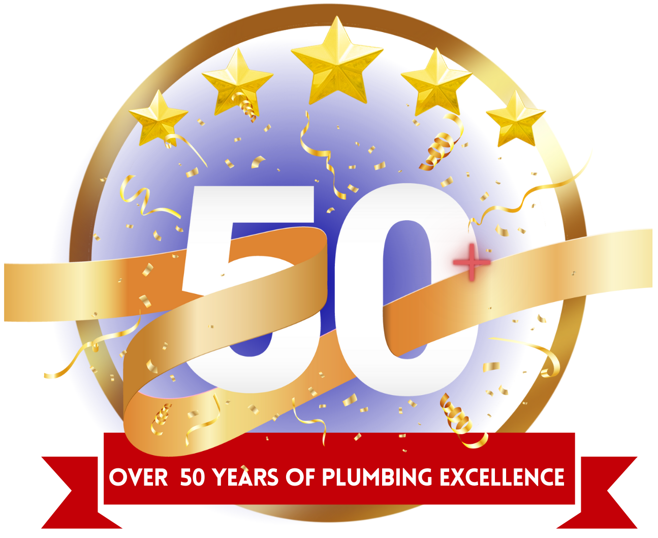 a logo for over 50 years of plumbing excellence