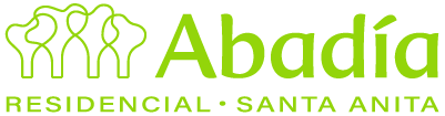 Un logotipo verde y blanco para Abadía Residencial Santa Anita.