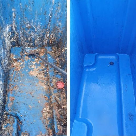 A Before And After Picture Of A Blue Trash Can — Bin in a Bath in Saint Albans Park, VIC