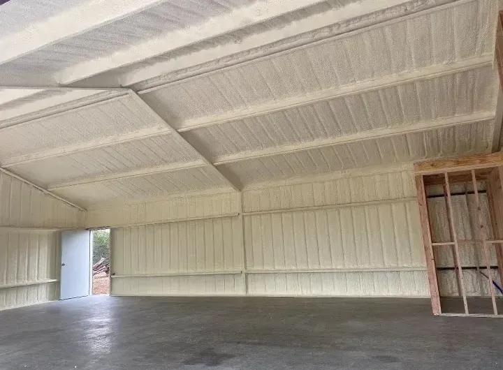 A large empty building with a lot of foam on the walls and ceiling.