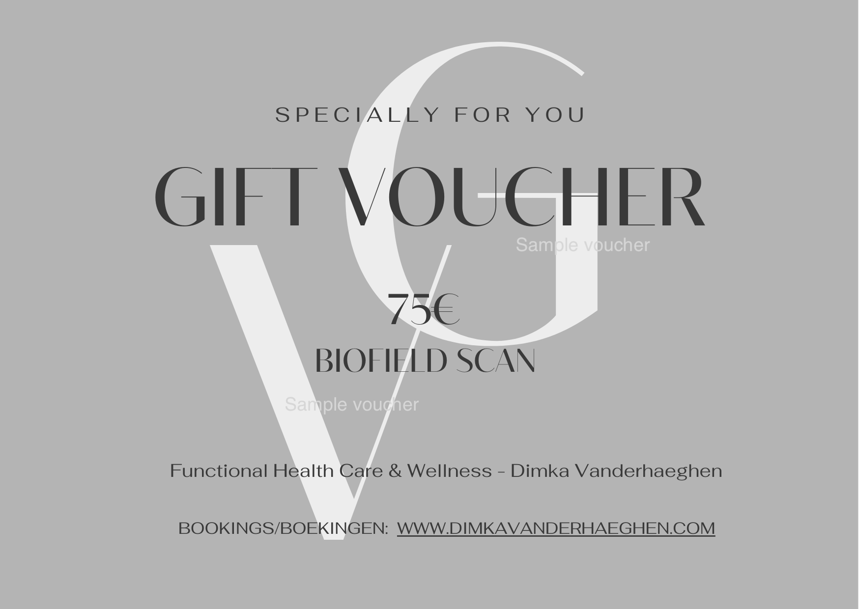 Gray gift voucher with text: