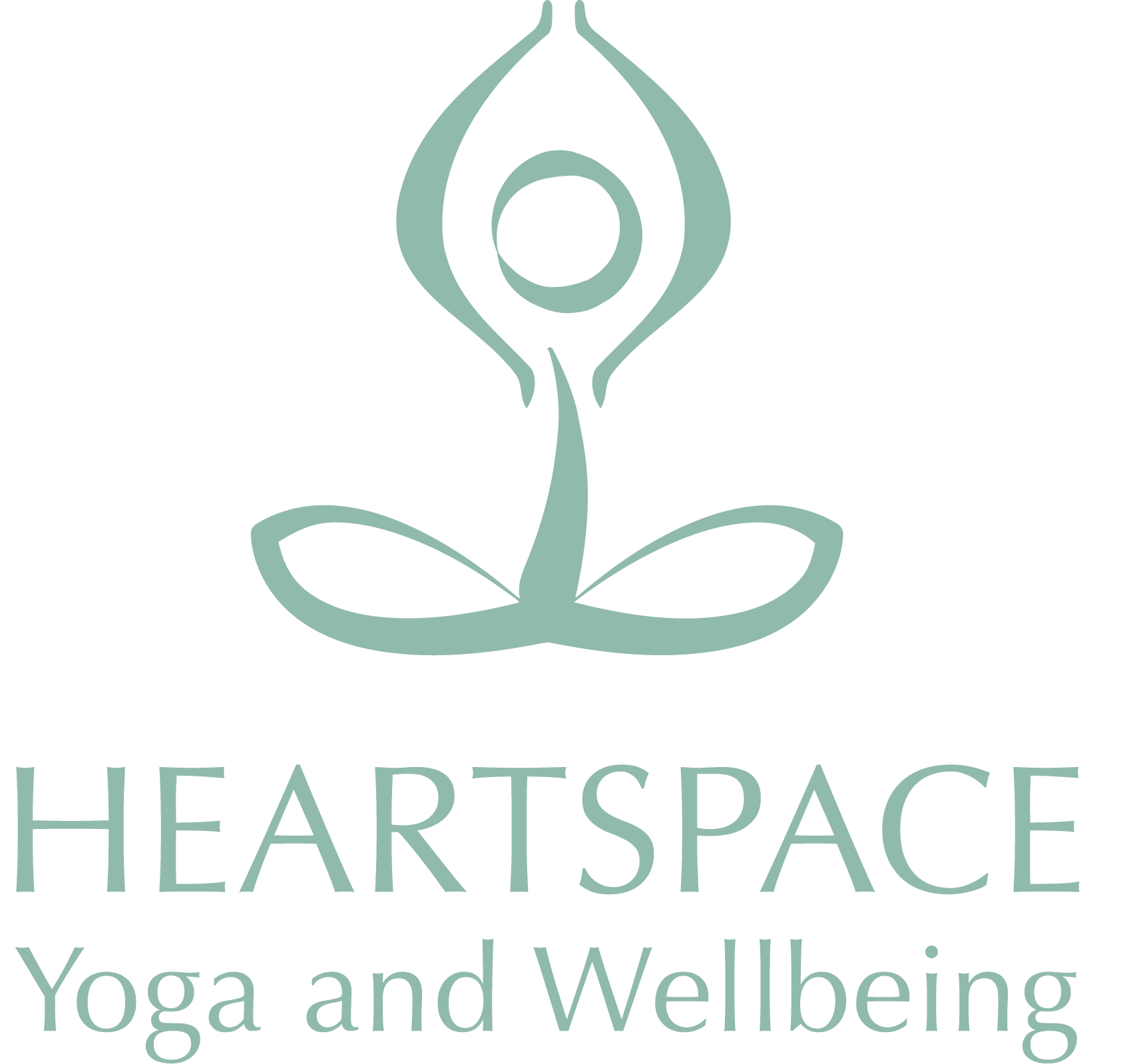 HeartSpace Yoga green HeartSpace logo and logo type