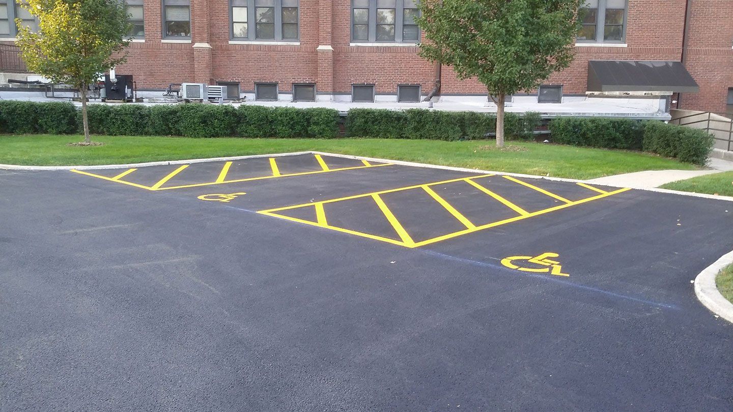 Yellow lines on the parking lot — Dyer, IN — Pavement Maintenance Solutions, Inc.