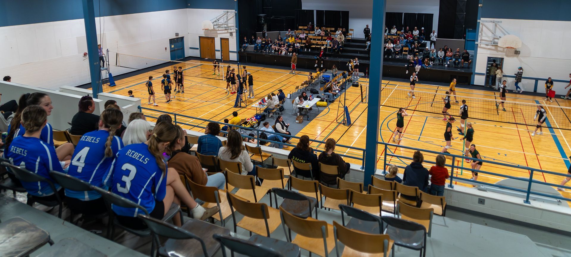 Volleyball in Heritage Common gym
