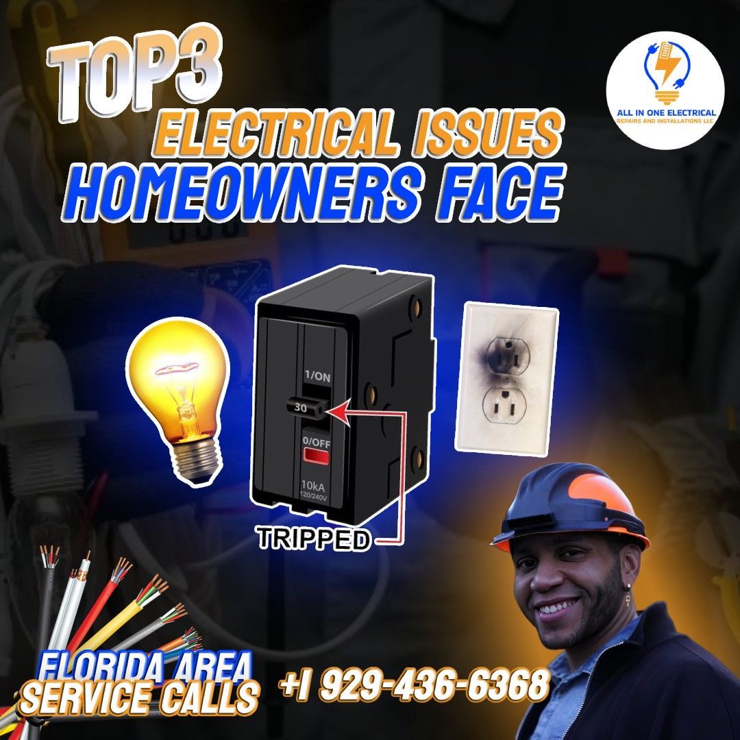 An advertisement for top 3 electrical issues homeowners face.