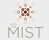Into the Mist Logo: Brown and white circular design above text