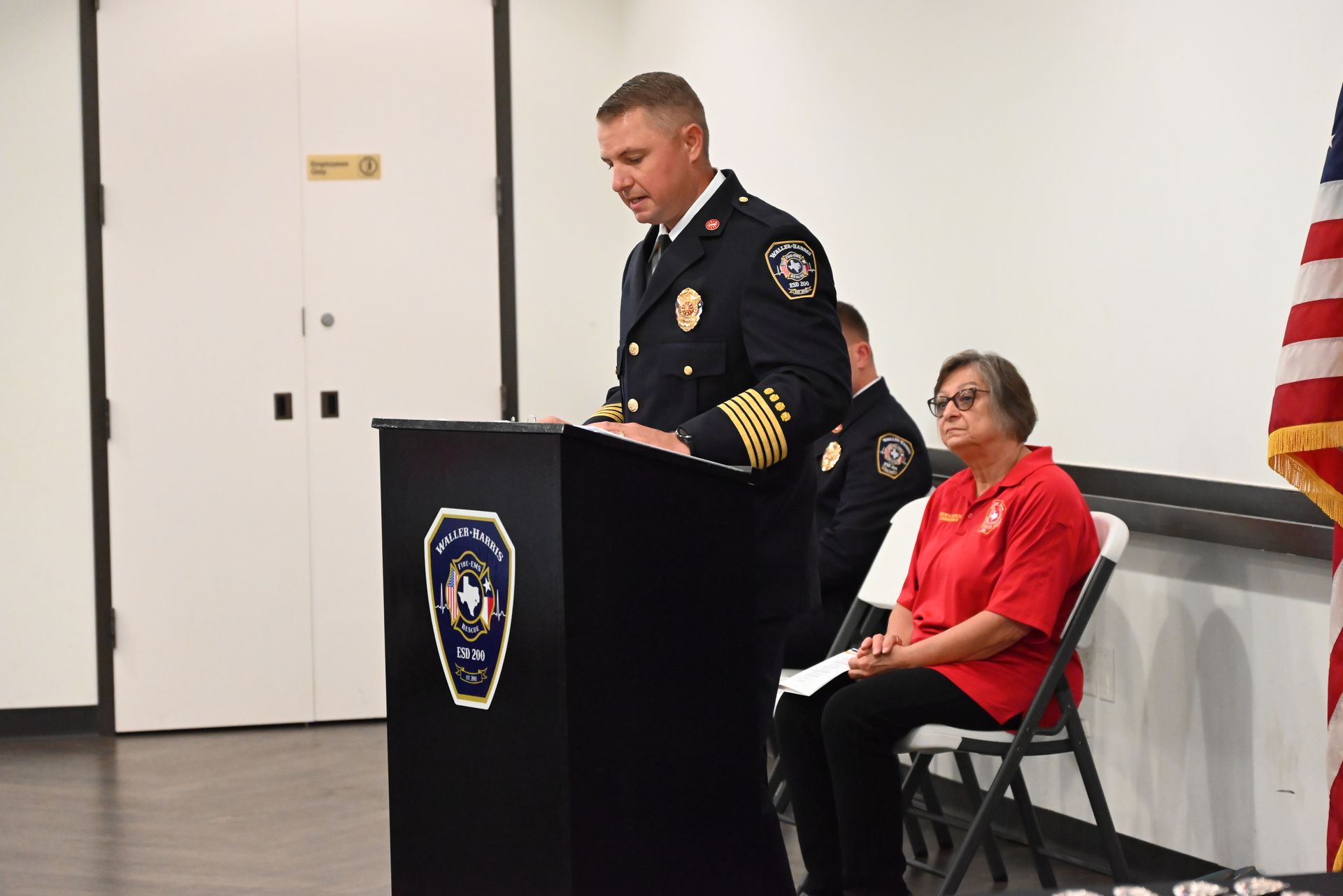 Fire Chief addressing Badge Pinning Participants during the June 2026 ceremony.