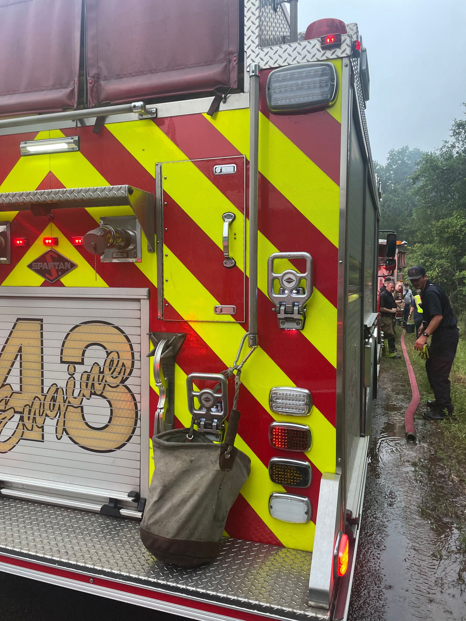 A fire truck with the number 48 on the back