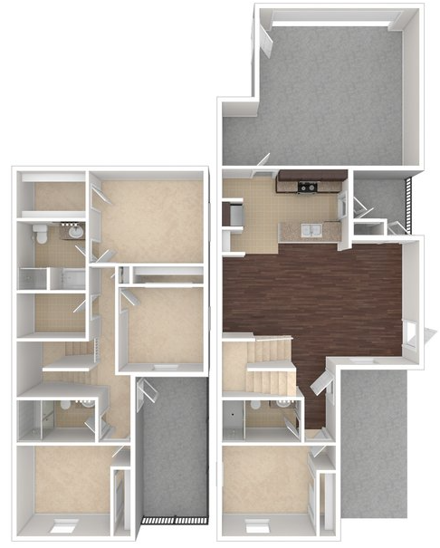 3 Beds, 3 Baths Unfurnished Floor plan