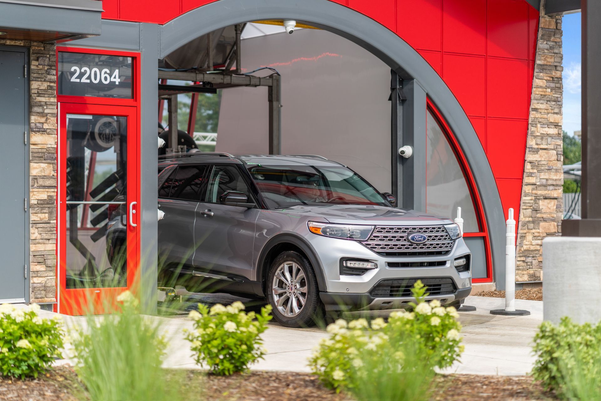 car leaving Station auto wash car wash