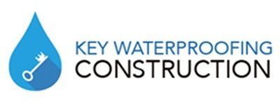 Logo for Key Waterproofing Construction: a blue water droplet with a key and text.