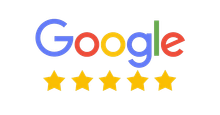 Google logo above five yellow stars, suggesting a 5-star rating