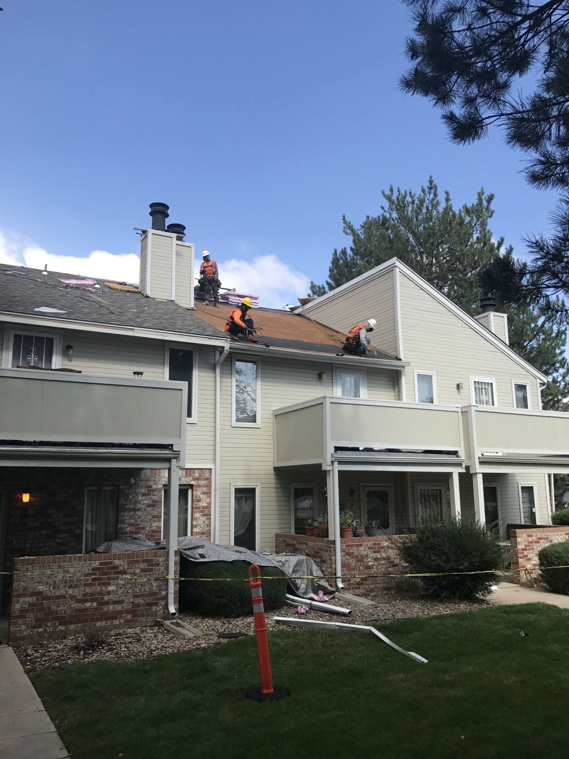 The installation of a roof on a multi-family complex is almost complete.