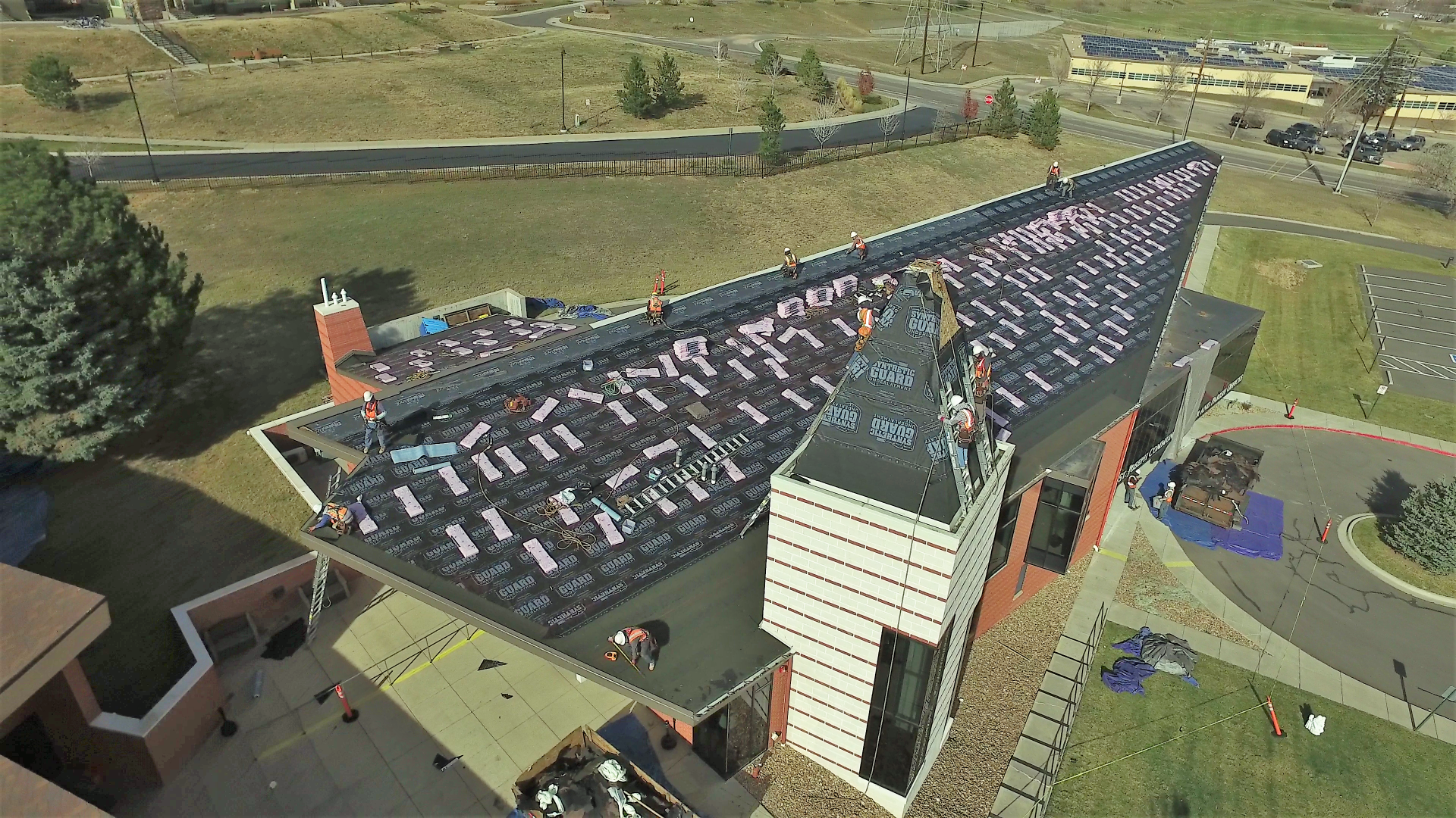 St. Joseph's church getting prepared for a new roof installation.