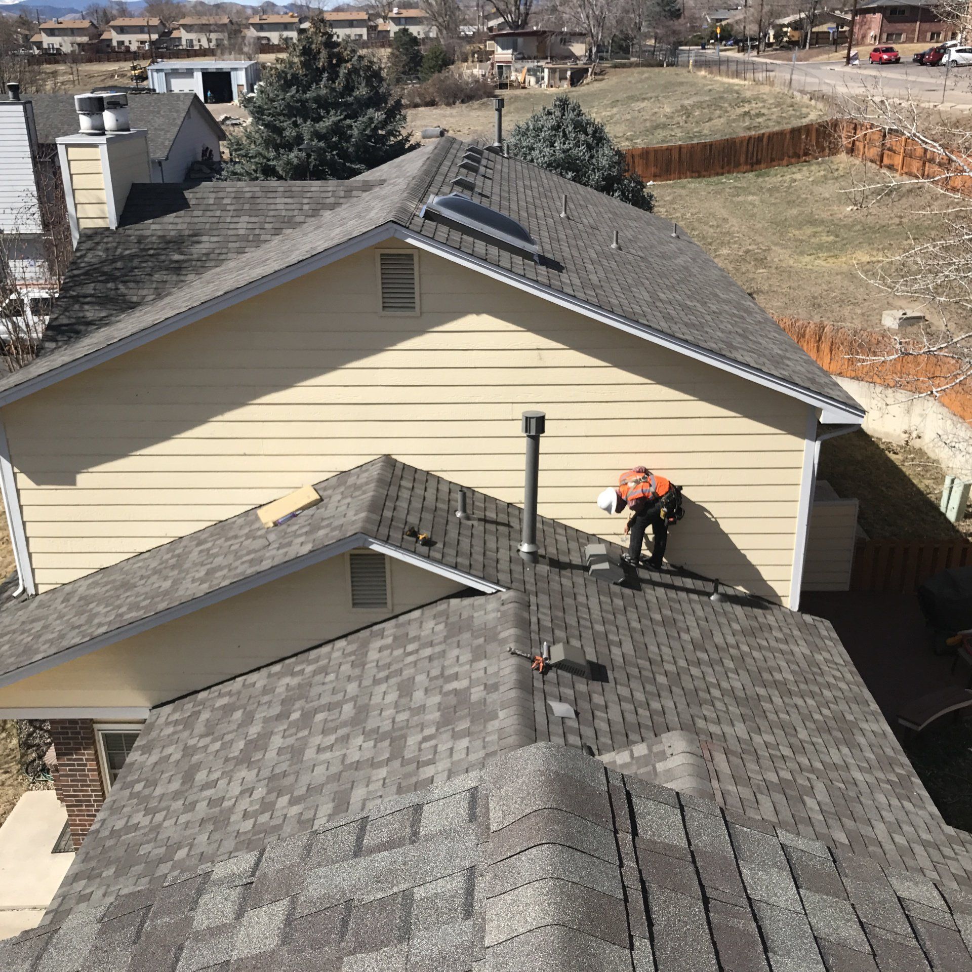 An aerial view of the final touches.