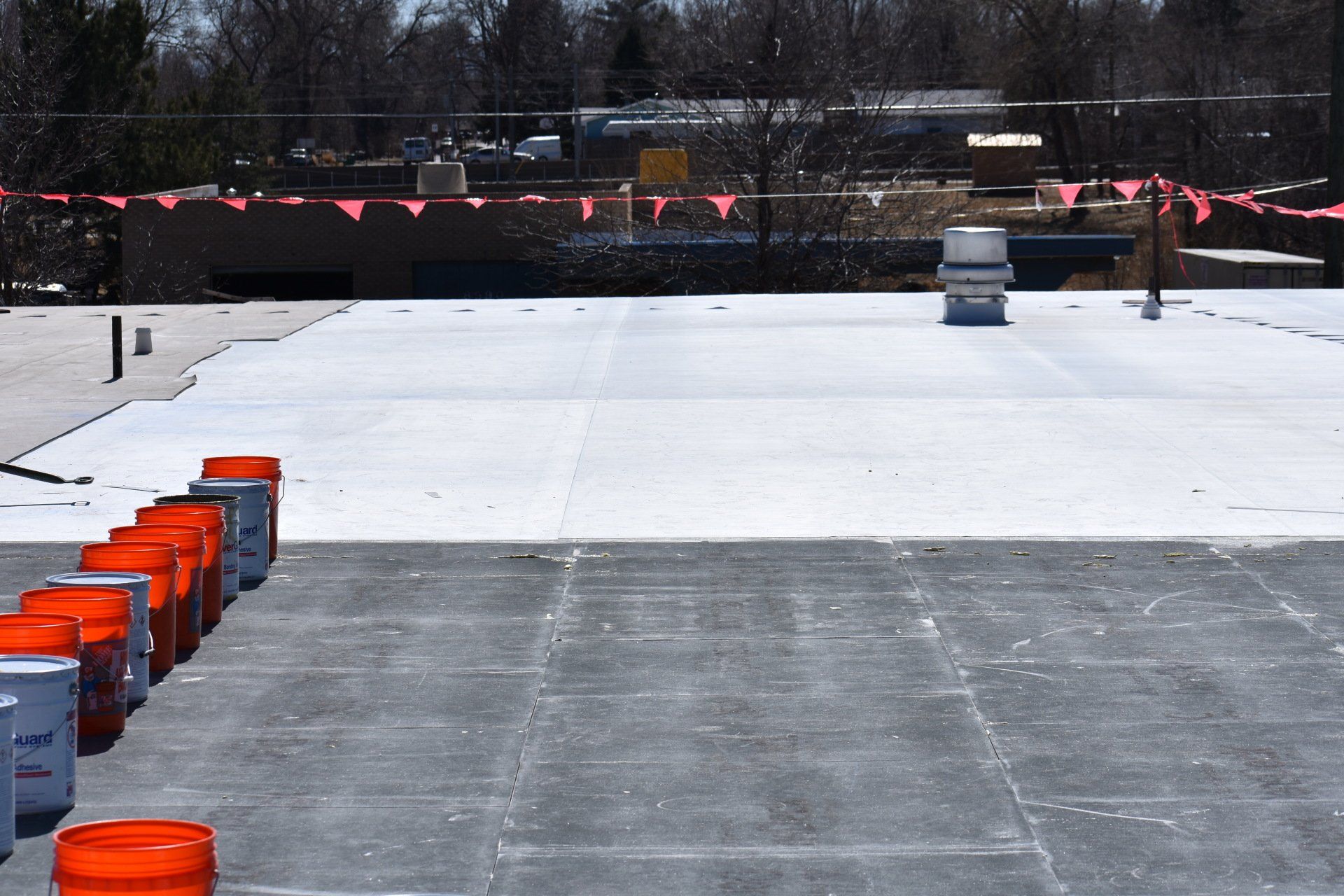 Half of a coating installation is complete.