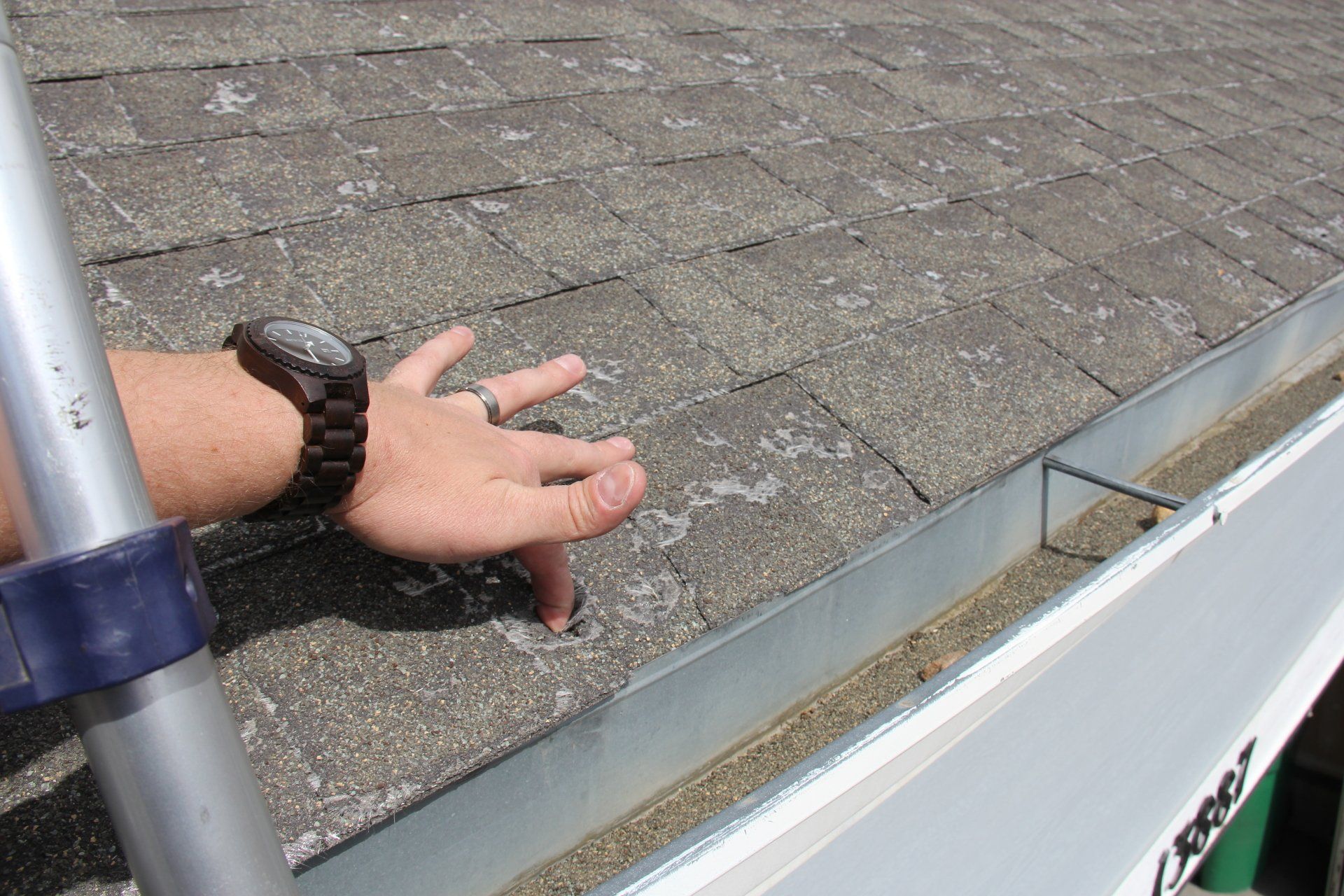 Example of hail damage.