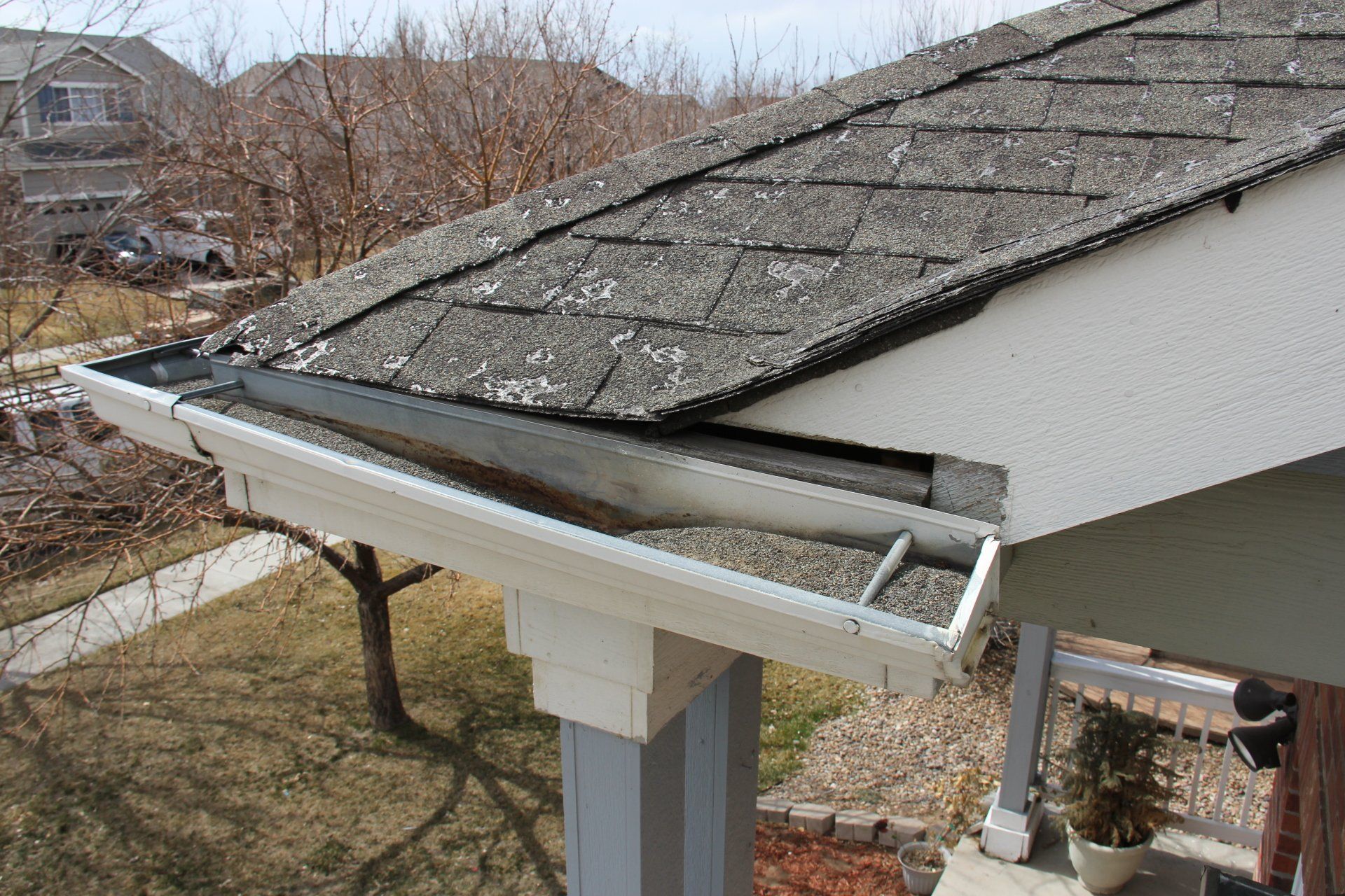 Example of hail damage.