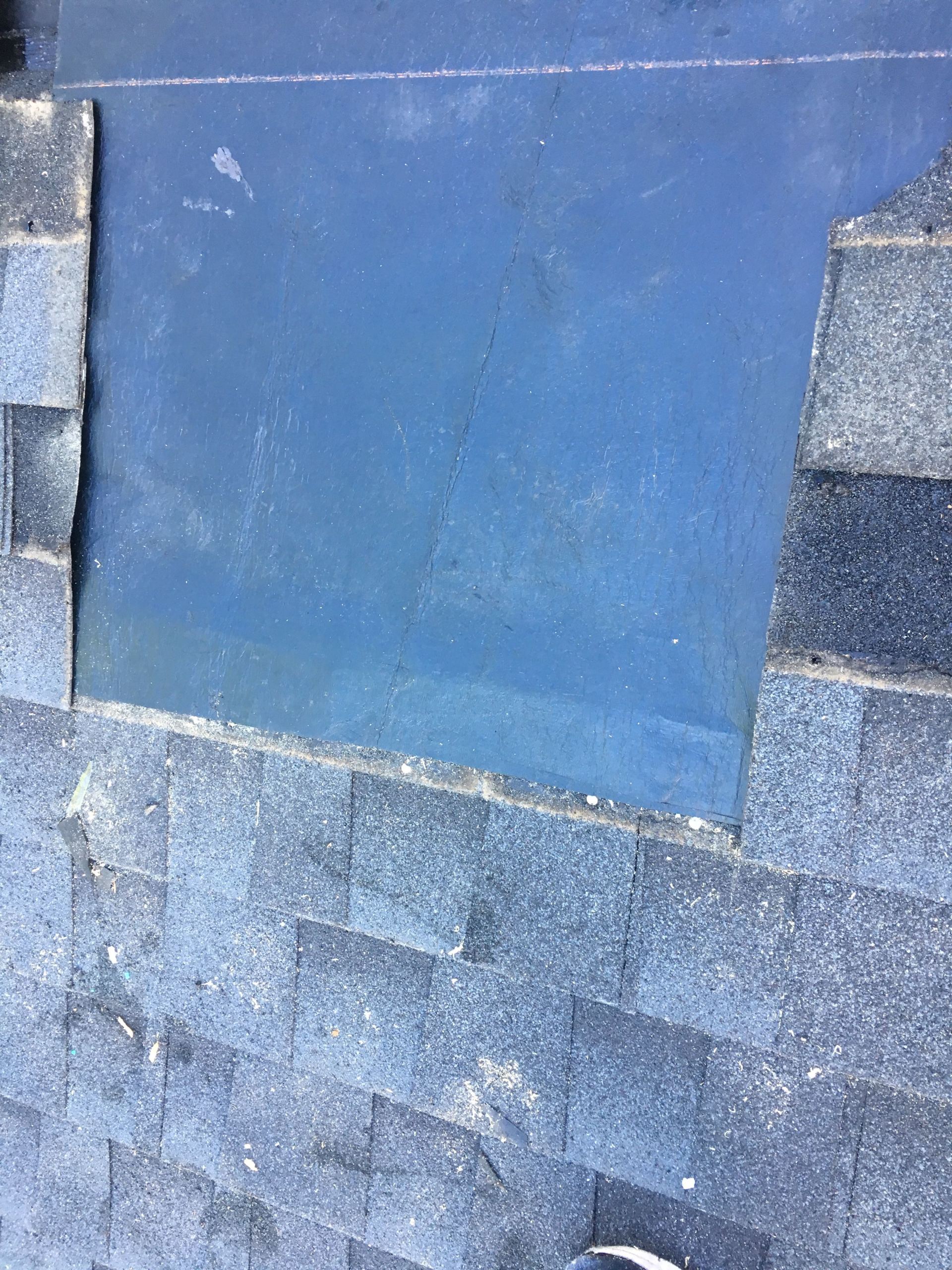 Repaired hole in roof - during.