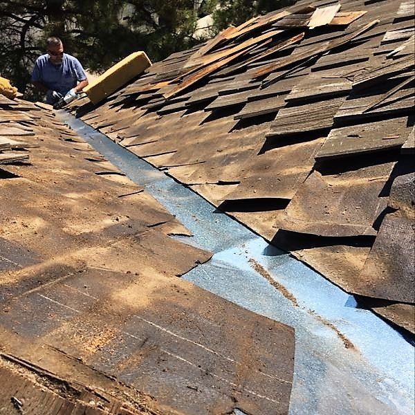 Replaced metal valley - before.