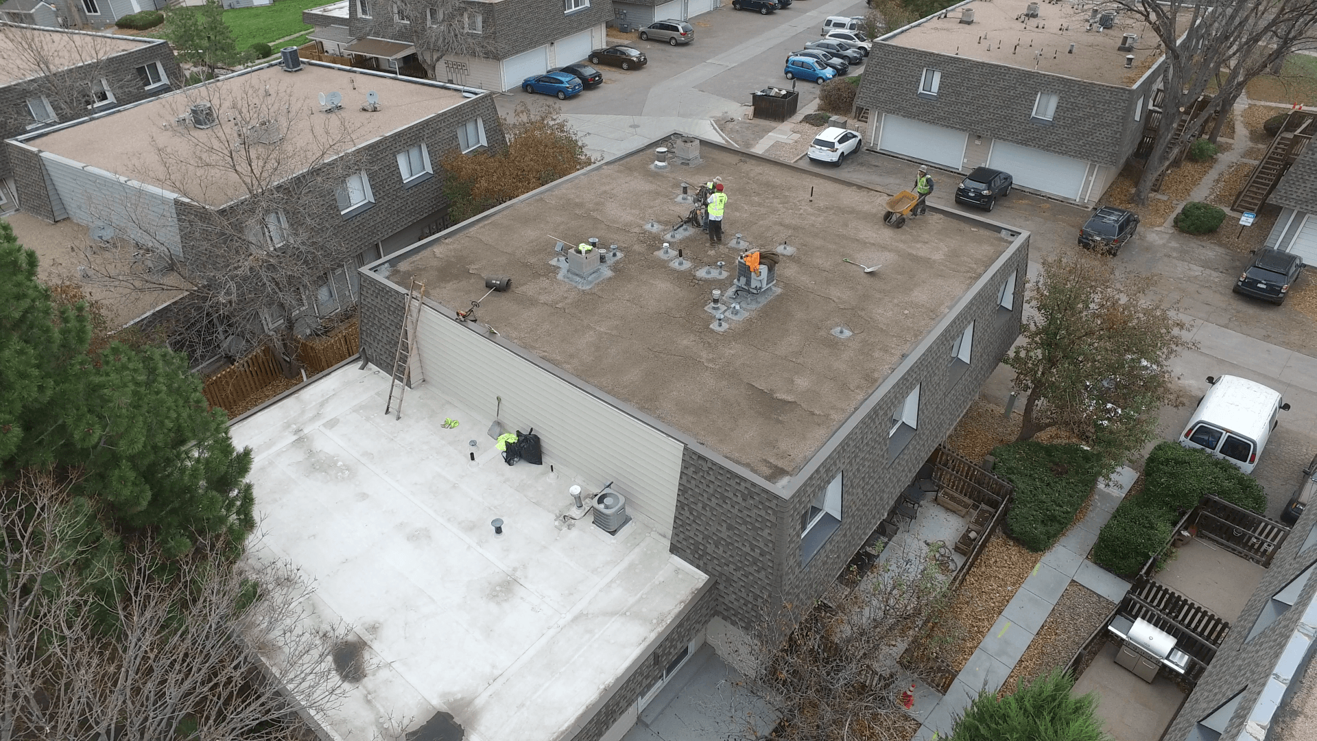 Park Monaco flat roof getting prepped for a coating.