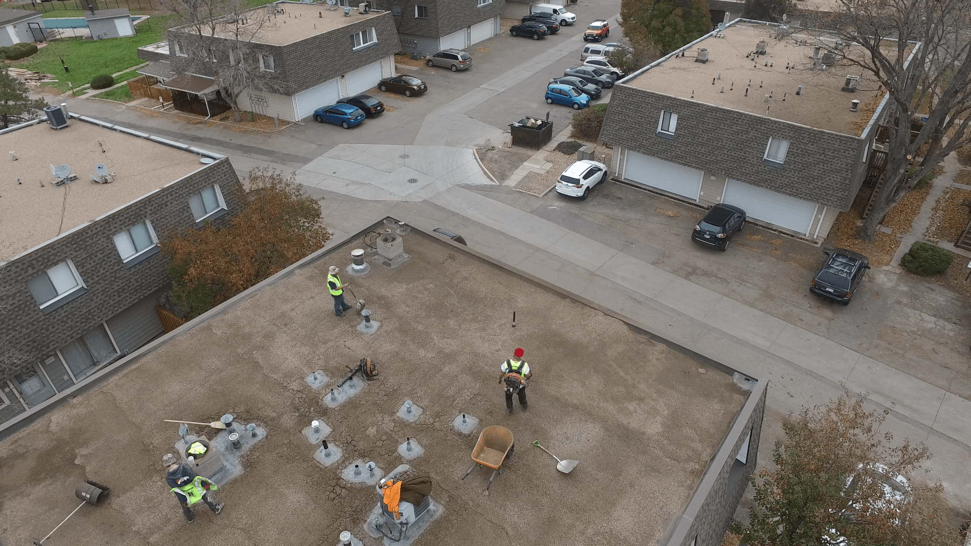 Park Monaco flat roof getting prepped for a coating.