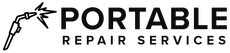 A black and white logo for portable repair services