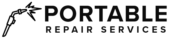 A black and white logo for portable repair services