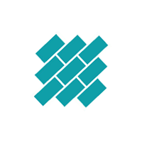 Teal interlocking rectangles in a woven pattern on a white background.