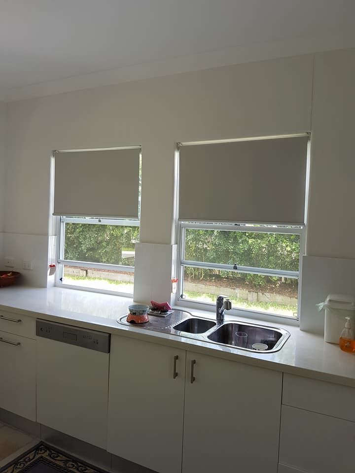 Bright Kitchen Sink With Two Windows, White Blinds, and a View of Greenery Outside — Another Blind Man in Tewantin, QLD