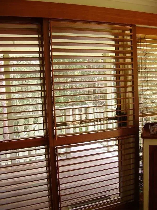 Wooden Window Blinds Covering a Large Window — Another Blind Man in Coolum, QLD