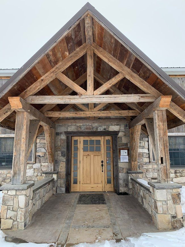 Historic timber frame porch gable reconstruction 