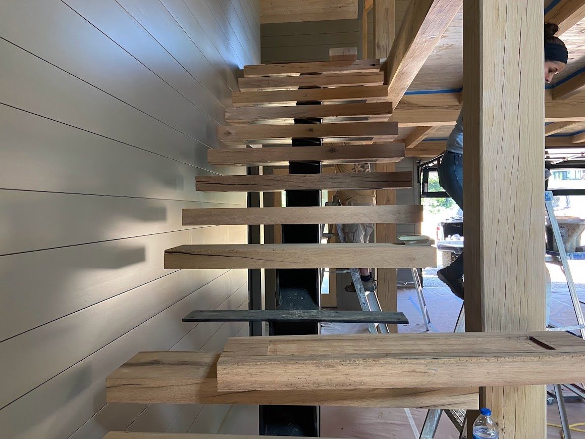 Floating Wooden Steps Installed During Staircase Renovation in Pennsylvania