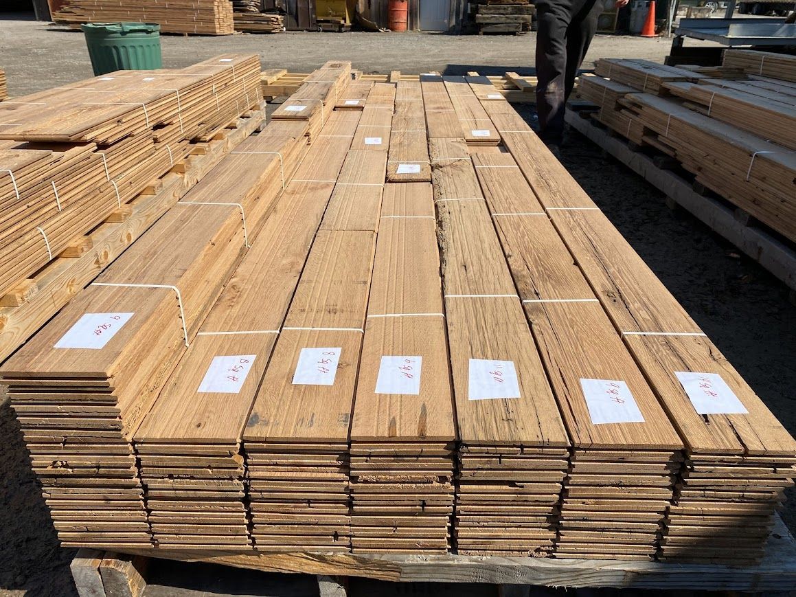 Stacked wooden planks for historic timber frames.