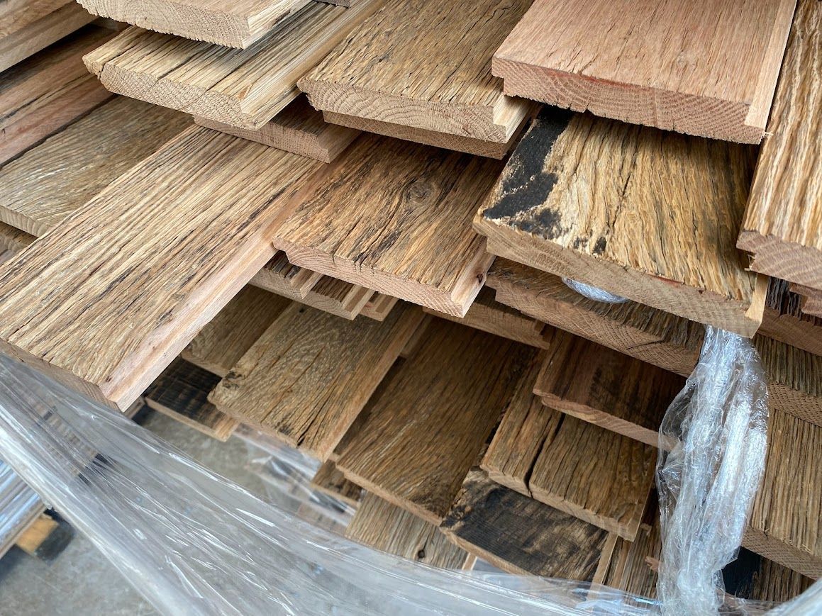 Stack of wooden planks showing moisture levels in wood.