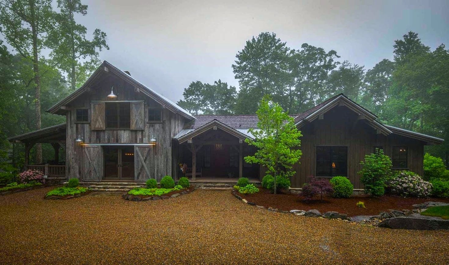 Barndominium with antique reclaimed lumber 