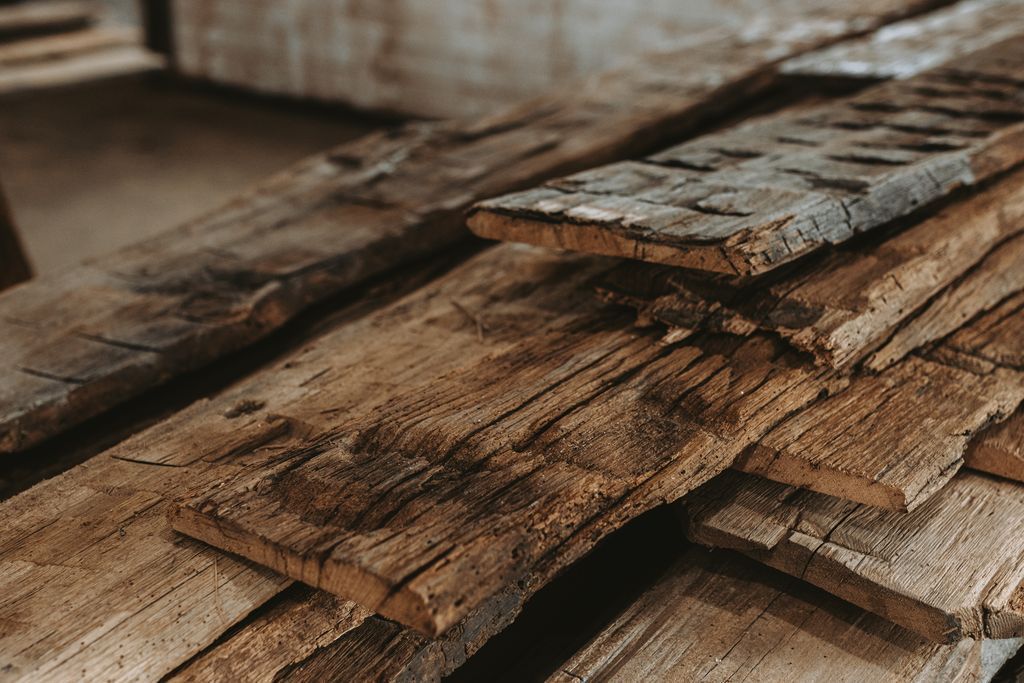 Stack of Aged Planks Highlighting Antique Wood Species in Pennsylvania